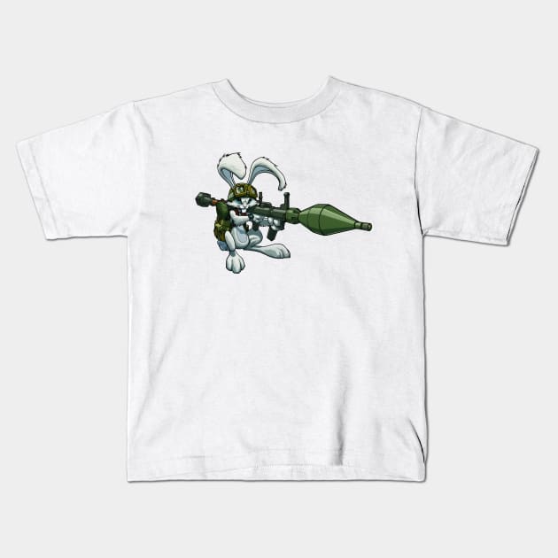 Bazooka Bunny Kids T-Shirt by gregorytitus